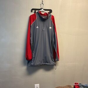 Adidas Red and Gray Quarter-Zip Jacket 3XL 0123